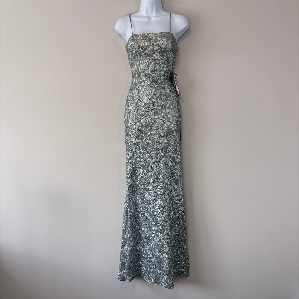 Emerald Sundae Women's Sequin Prom Dress - Silver